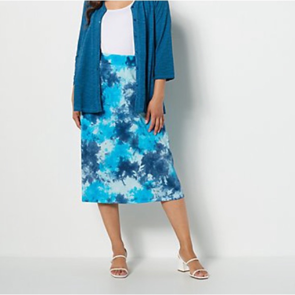 LOGO by‎ Lori Goldstein Benni Beach to Street Tie-Dye Midi Skirt Large Beachy - Picture 12 of 12